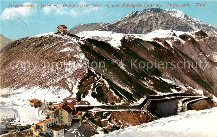 Stilfserjoch 2750m Passo dello Stelvio IT Ferdinandshoehe Dreisprechen und Roete