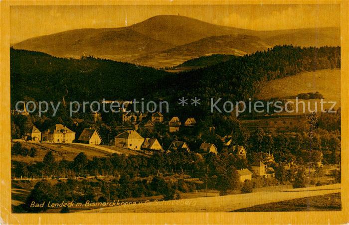 Bad Landeck Schlesien PL mit Bismarckkoppe und Gr Schneeberg Feldpost