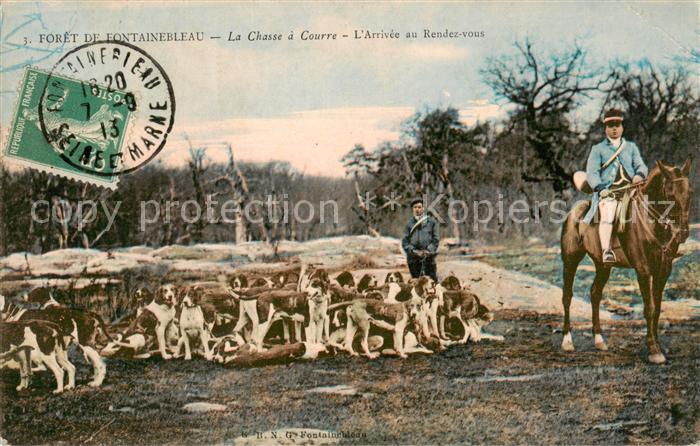 Fontainebleau 77 Seine et Marne La Chasse a Courre L’Arrivee en Rendez