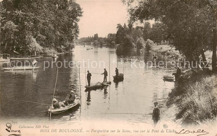 Bois de Boulogne Paris Perspective sur la Seine vue sur le Pont de Clichy