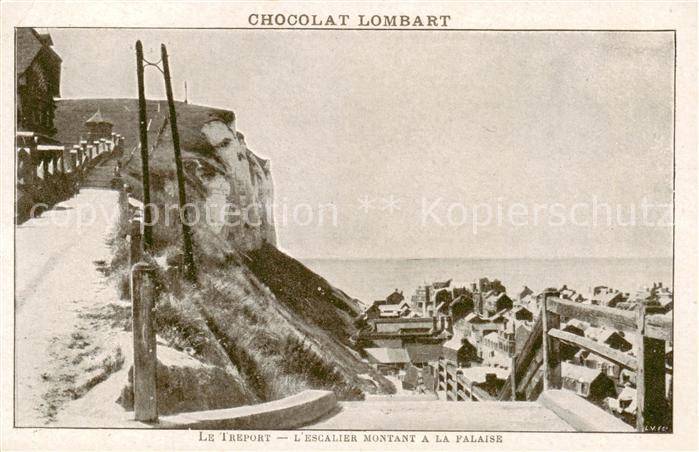 Le Treport 76 Escalier montant a la falaise Werbung Chocolat Lombart