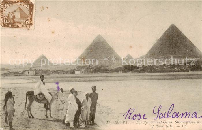 Gizeh Giza Egypt The Pyramide of Gizeh Showing Overflow of River Nile