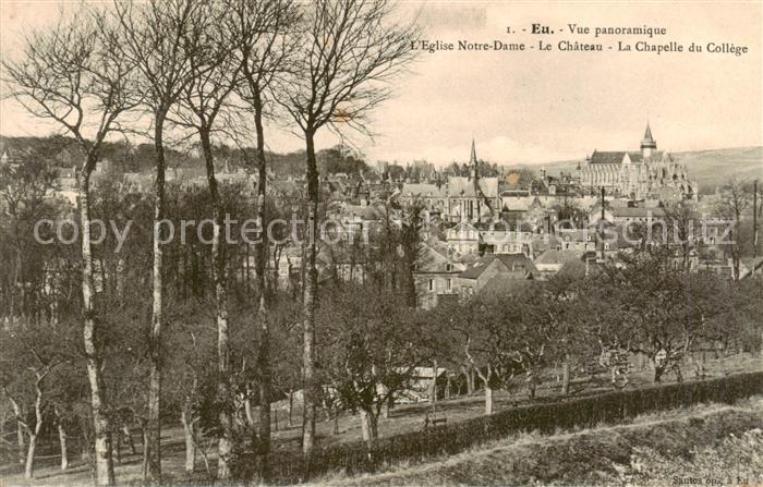 Eu 76 Vue panoramique Eglise Notre Dame Le Chateau La Chapelle du College