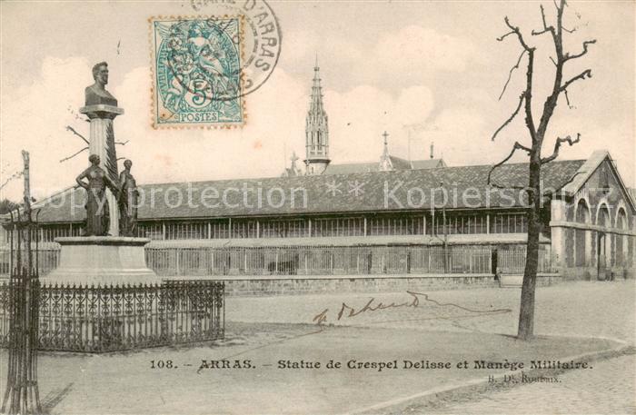 Arras  62 Statue de Crespel Delisse et Manege Militaire