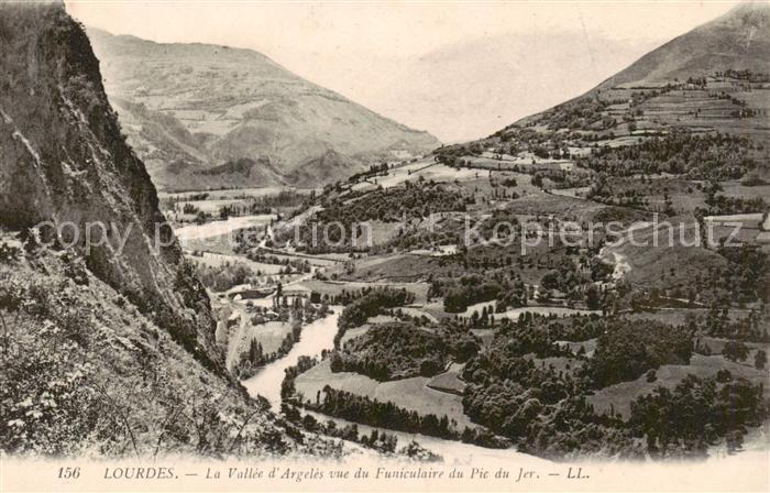 Lourdes 65 La Vallee d’Argeles vue du Funiculaire du Pic du Jer