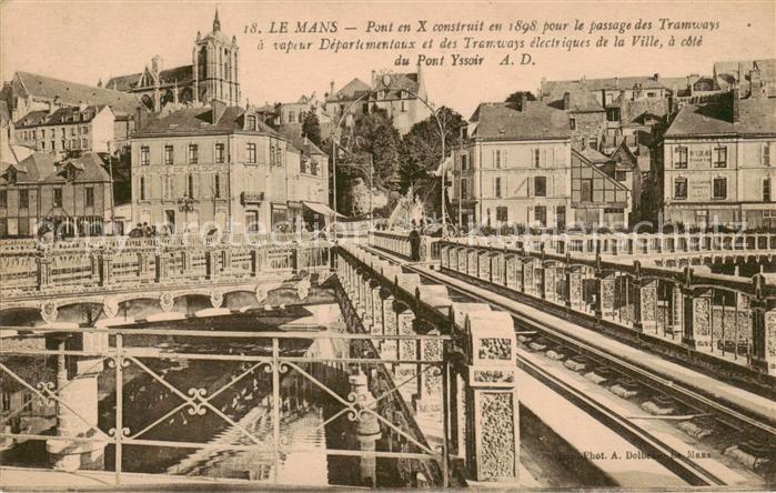 Le Mans Sarthe Pont en X pour le passage des Tramway a vapeur Departementeux et