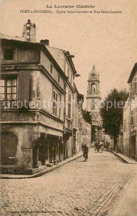 Pont-a-Mousson 54 Eglise Saint Laurent et Rue Saint Laurent