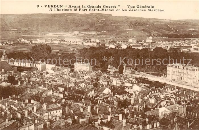 Verdun  55 Meuse Vue generale A l’horizon le Fort Saint Michel et les Casernes M