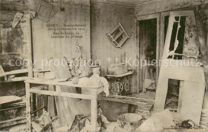 Nancy 54 Bombardement des 9 et 10 Sept 1914 Rue St Dizier 70 Interieur du 3e eta