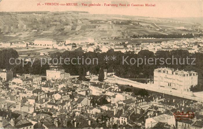 Verdun  55 Meuse Vue Generale Faubourg Pavé et Casernes Miribel