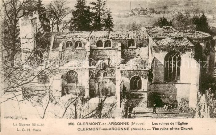 Clermont-en-Argonne 55 Meuse Ruines de l Eglise Kriegsschauplatz 1. Weltkrieg