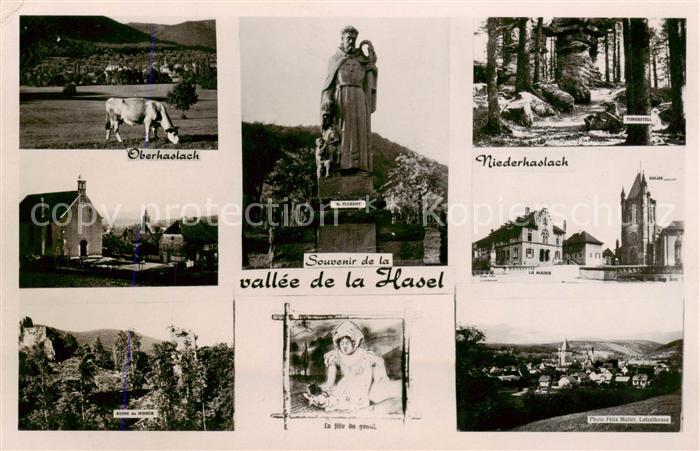 Niederhaslach mit Oberaslach Statue St Florent Ruine de Nideck La Mairie Eglise