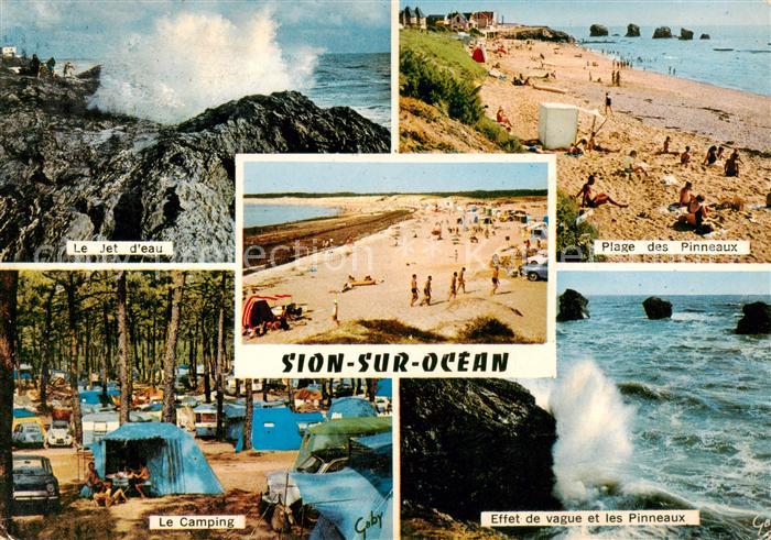 Sion-sur-Ocean Le Jet d’eau Le Camping Plage des Pinneaux Effet de Vague et les