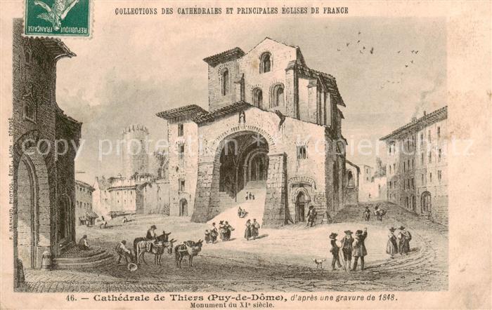 Thiers 63 Puy-de-Dome Cathedrale de Thiers d’apres une gravure de 1848