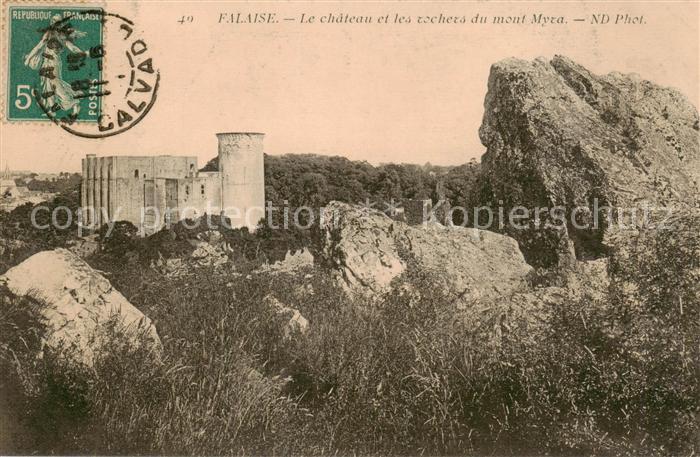 Falaise  14 Calvados Le chateau et les rochers du mont Myra