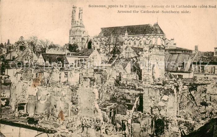 Soissons 02 Aisne apres la 2e invasion Autour de la Cathedrale Around the Cathed