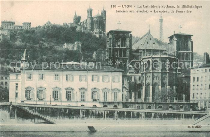 Lyon France La Cathedrale St Jean la Bibliotheque Le coteau de Fourviere