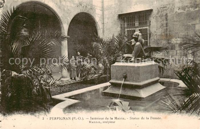 Perpignan Interieur de la Mairie Statue de la Pensee