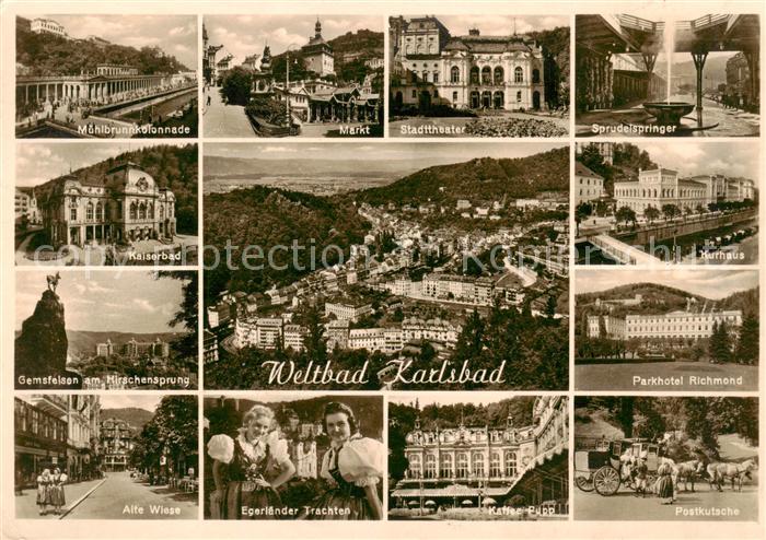 Karlsbad Eger Karlovy Vary Muehlbrunnenplannade Kaiserbad Gemsfelsen Alte Wiese