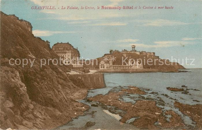 Granville 50 Manche La Falaise la Greve le Normandy Hotel et le Casino a mer hau