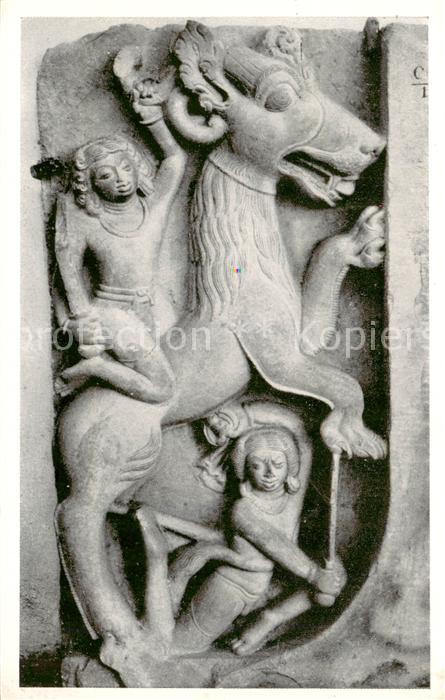 Sarnath India A leogryph with swordsmen