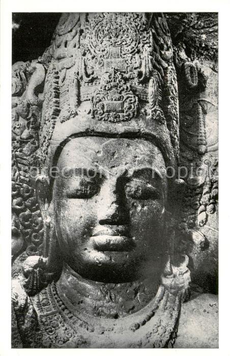 Elephanta India Cave 1 Central face of Mahaedeva