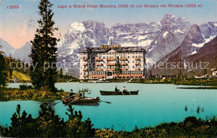 Misurina Veneto IT Lago e Grand Hotel Misurina col Gruppo Sorapis