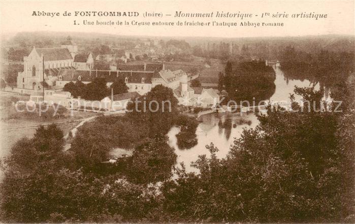 Fontgombaud Fontgombault Monument historique Une boucle de la Creuse entoure de