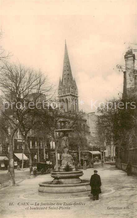 Caen 14 La fontaine des Trois Graces et boulevard Saint Pierre