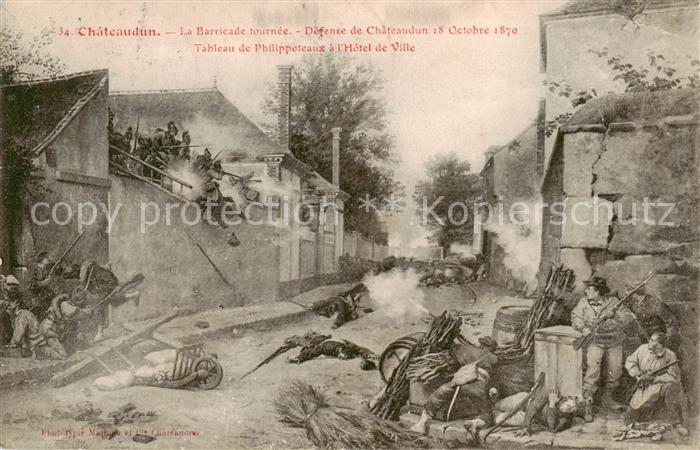 Chateaudun 28 Eure-et-Loir La Barricade tournee Defense de Chateaudun Oct 1870 T