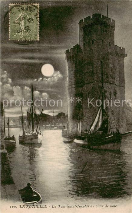 La Rochelle 17 La Tour Saint Nicolas au clair de lune