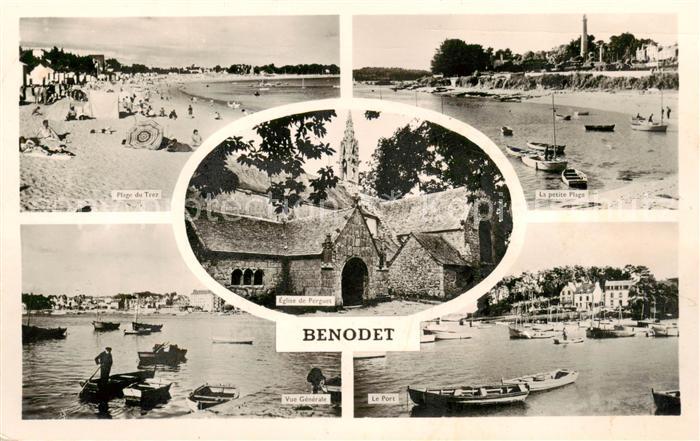 Benodet 29 Finistere Plage du Trez Vue generale Le Port Eglise de Perguet Le pet