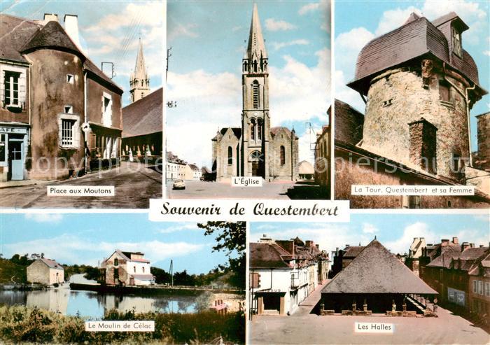 Questembert Place aux Moutons Moulin de Célac Eglise Tour Halles