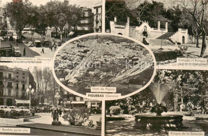 Figueras Figueres Rambla y Monumento a Monturial Vista de Pajaro Rambla porte al