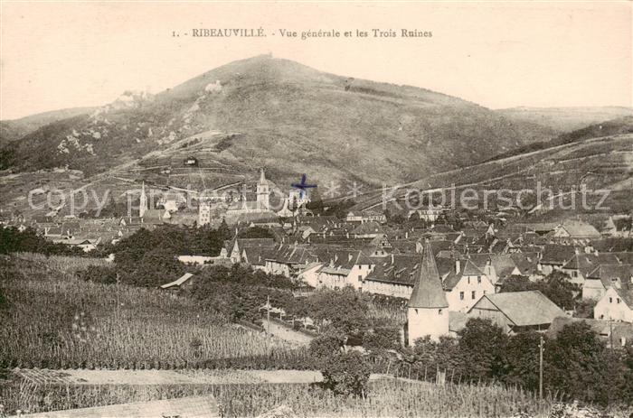 Ribeauville Haut Rhin Alsace 68 Vue generale et les Trois Ruines