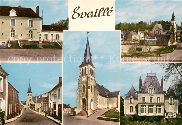 Evaille La poste Vue generale La rue principale l’eglise Chateau de l'Auchelleri