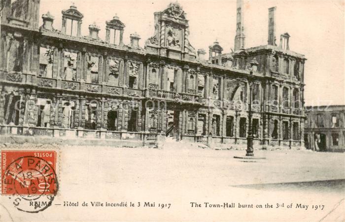 Reims 51 Hotel de Ville incendie le 3 Mai 1917