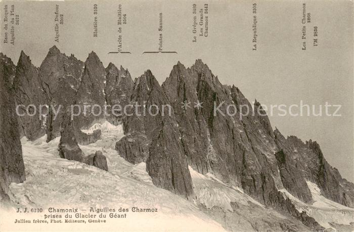 Chamonix 74 Haute-Savoie Aiguilles des Charmoz prises du Glacier du Geant