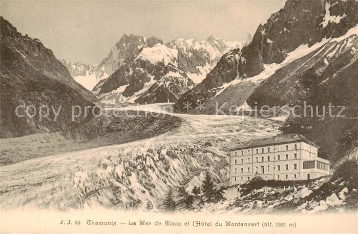 Chamonix 74 Haute-Savoie La Mer de Glace et l’Hotel du Montanvert