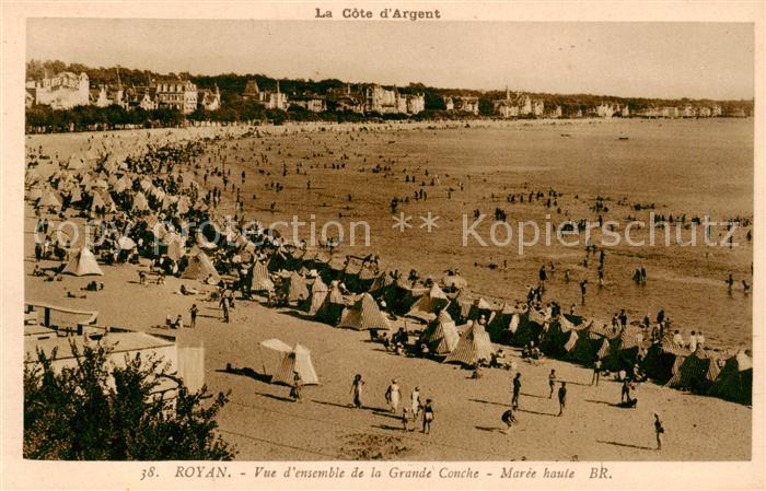 Royan 17 Vue d’ensemble de la Grande Conche Maree haute