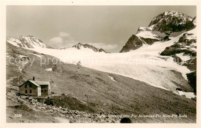 Wiesbadener Huette Wiesbadnerhuette Montafon AT mit Piz Jeremias Piz Mon und Piz