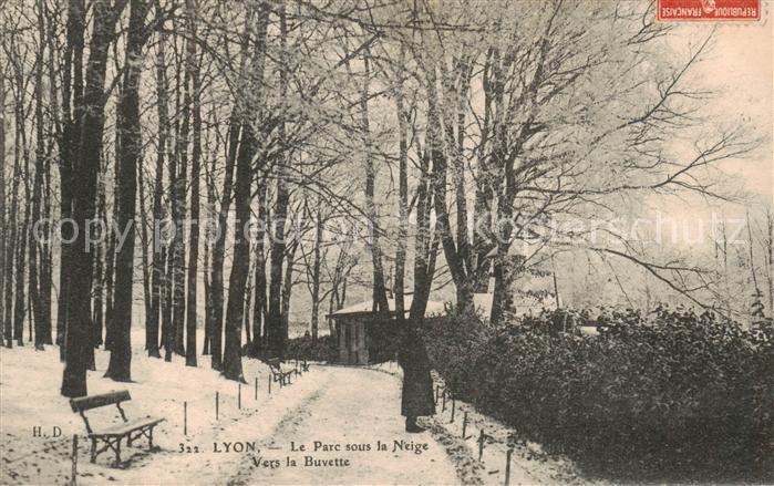 Lyon France Le Parc sous la Neige Vers la Buvette