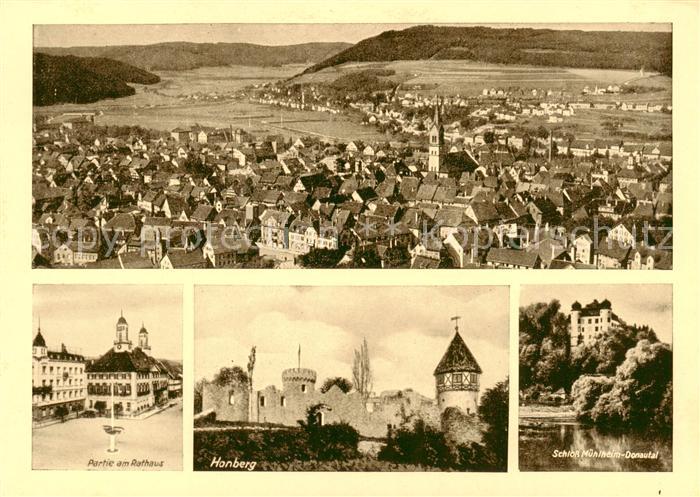Tuttlingen Panorama Partie am Rathaus Honberg Schloss Muelheim Donautal