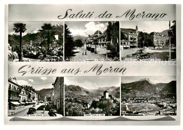 Meran Merano IT Panorama Promenade Kurhaus Pfarrturm Freiheitsstrasse Schloss Ti