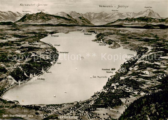 Starnberg Starnbergersee Fliegeraufnahme