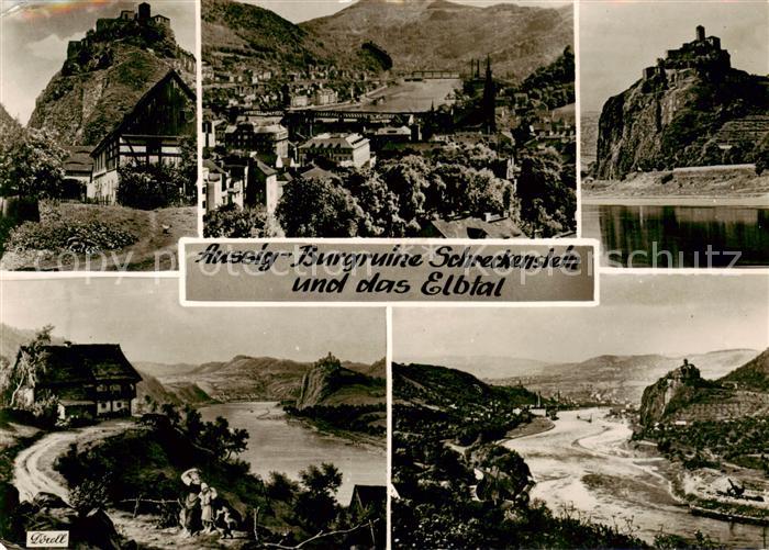 Aussig Usti nad Labem Burgruine Schreckenstein und das Elbtal