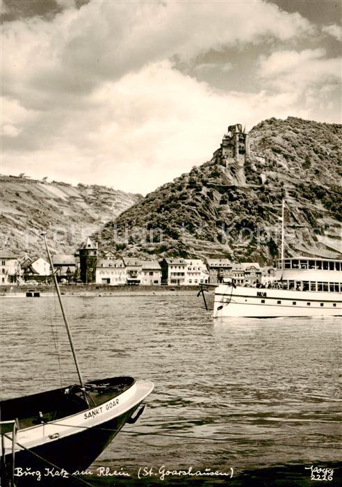 St Goarshausen Rhein Burg Katz Rheinpartie