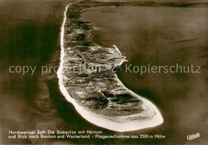 SYLT Insel Schleswig-Holstein Suedspitze mit Hoernum Rantum und Westerland Flie