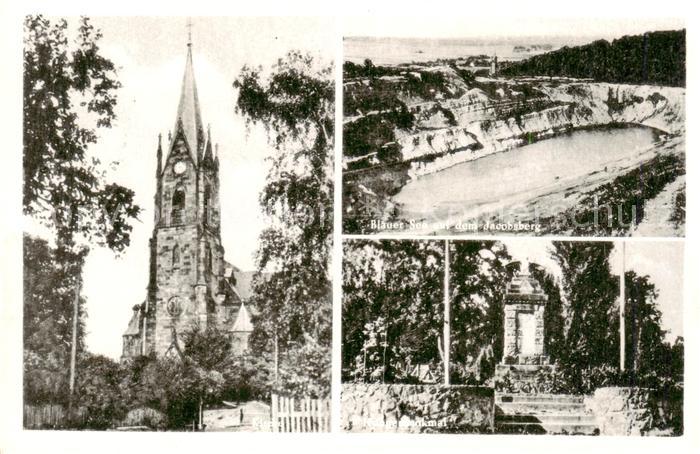 Lerbeck Porta Westfalica Kirche Blauer See mit dem Jacobsberg Kriegerdenkmal