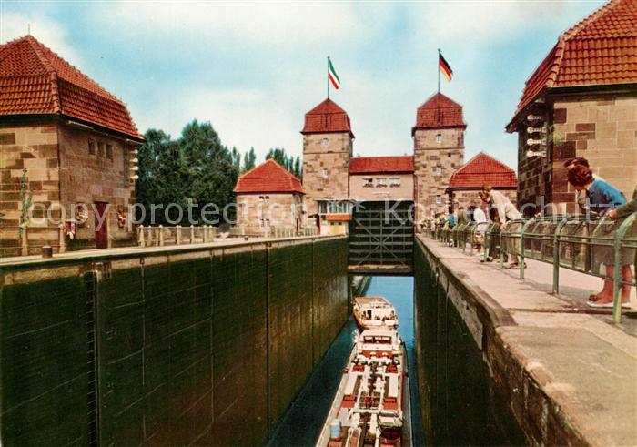 Minden  Westfalen Weser Schachtschleuse zwischen Mittellandkanal und Weser